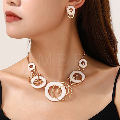 Alloy Enamel Pendant Necklaces & Stud Dangle Earrings Sets FS-WG52143-02-1