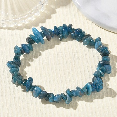 Natural Apatite Chip Beaded Stretch Bracelets for Women BJEW-D467-01B-1