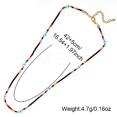 Vintage Round Glass Seed Beaded Necklaces for Women KY5585-3-1
