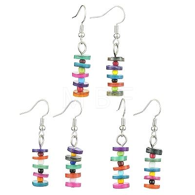 Dyed Shell Dangle Earrings EJEW-JE06083-1