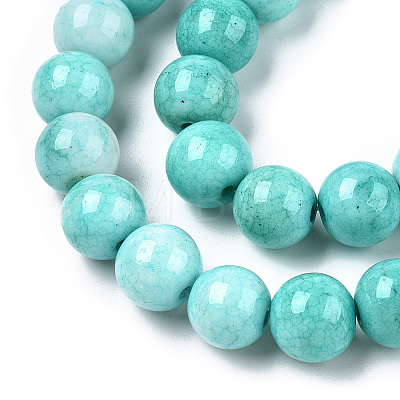Opaque Crackle Glass Round Beads Strands GLAA-T031-10mm-01AA-1
