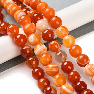 Natural Striped Agate/Banded Agate Beads Strands G-Z060-A01-C17-1