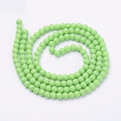 Painted Glass Round Bead Strands X-DGLA-S071-6mm-20-1