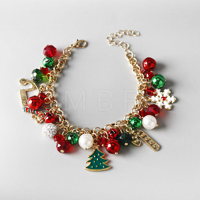 Christmas Alloy Enamel Charm Bracelets FS-WGFB03E-04-1