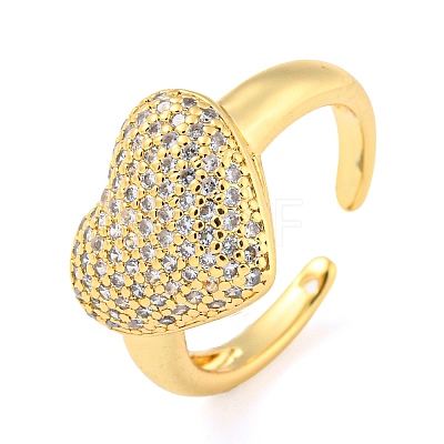 Brass Micro Pave Cubic Zirconia Open Finger Ring RJEW-C069-09G-1