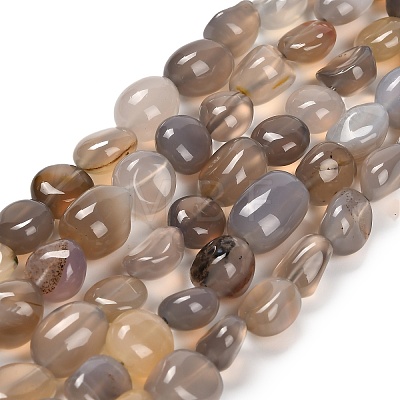 Natural Grey Agate Beads Strands G-P568-C17-01-1