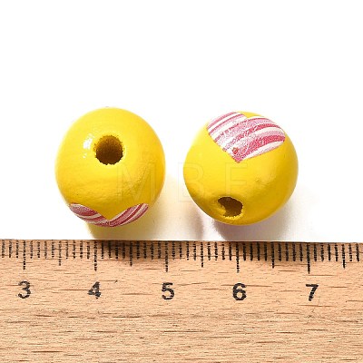 Valentine's Day Element Printed Wood Beads WOOD-R002-01-03-1