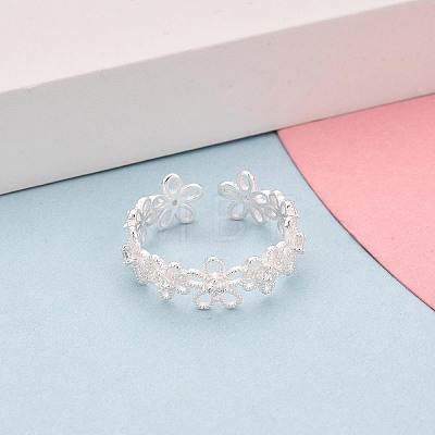 925 Sterling Silver Micro Pave Clear Cubic Zirconia Open Cuff Rings for Women STER-N016-151S-1