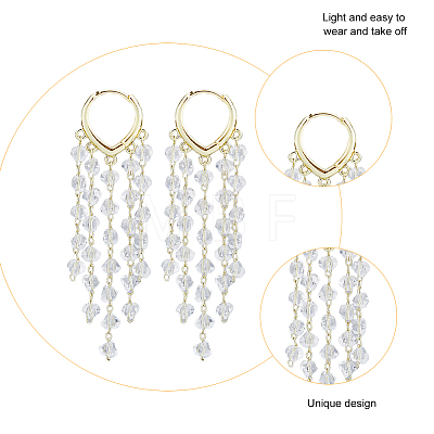 FIBLOOM 2 Pairs 2 Colors Dyed Natural Quartz Crystal Chips Tassel Earrings EJEW-FI0001-85-1