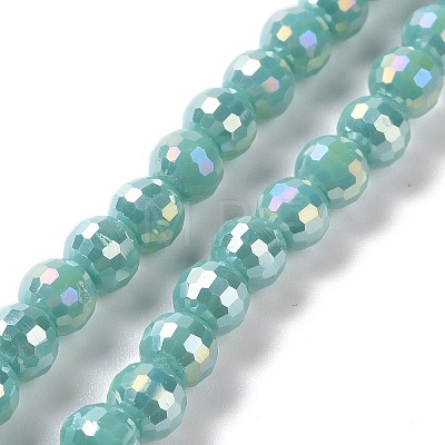Electroplate Opaque Solid Color Glass Beads Strands GLAA-E036-10-M-1