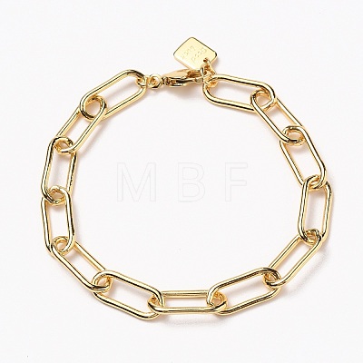 Brass Paperclip Chain Bracelets BJEW-H537-10G-1