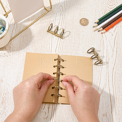 6-Ring Bamboo Stick Alloy Loose Leaf Book Binder Hinged Rings FIND-CP0003-97AB-1