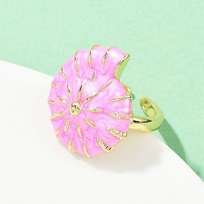Brass Enamel Adjustable Cuff Rings for Women RJEW-G357-01M-1