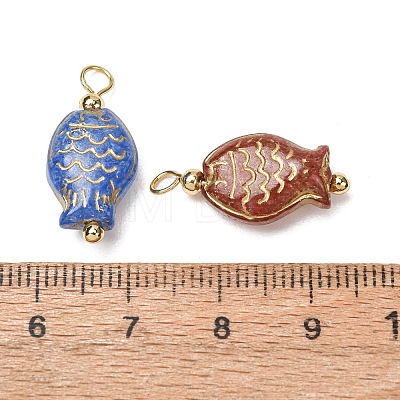 Baking Paint & Golden Metal Enlaced Glass Pendants GL-CBA010C-09G-1