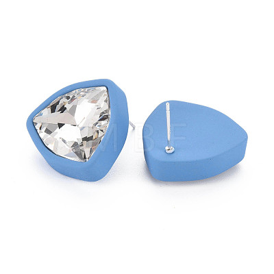 Crystal Rhinestone Triangle Stud Earrings with 925 Sterling Silver Pins for Women MACR-S275-036A-1