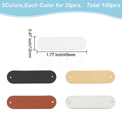 WADORN 100Pcs 5 Colors PU Leather Label Tags PURS-WR0001-14-1