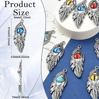 10Pcs 5 Colors Alloy Glass Big Pendants FIND-CJ0005-78-1