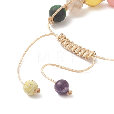 Round Natural & Synthetic Mixed Gemstone Braided Bead Bracelet BJEW-JB09299-1