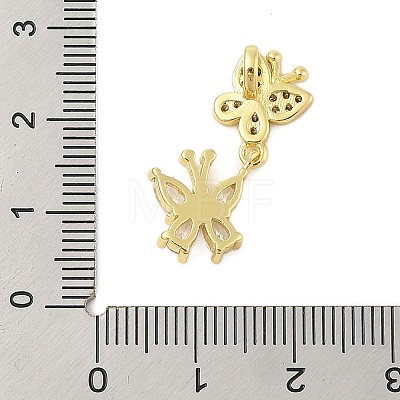 Butterfly Rack Plating Brass Micro Pave Cubic Zirconia Pendants KK-Z074-73G-1