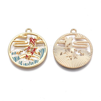 Rack Plating Alloy Enamel Pendants ENAM-N055-076-1