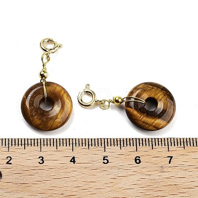 Natural Tiger Eye Donut Pendant Decorations G-P537-04G-03-1