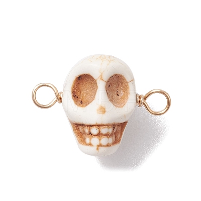 Halloween Synthetic Magnesite Skull Links Connector Charms PALLOY-JF02700-1
