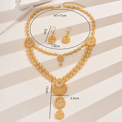Vintage Middle Eastern Alloy Hollow Teardrop Earrings & Necklaces Sets for Women OS1122-1