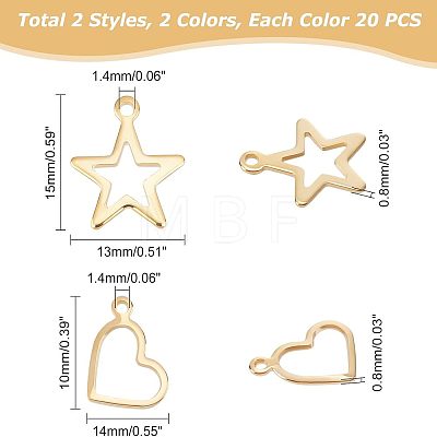 Unicraftale 80Pcs 4 Style 304 Stainless Steel Pendants STAS-UN0032-12-1