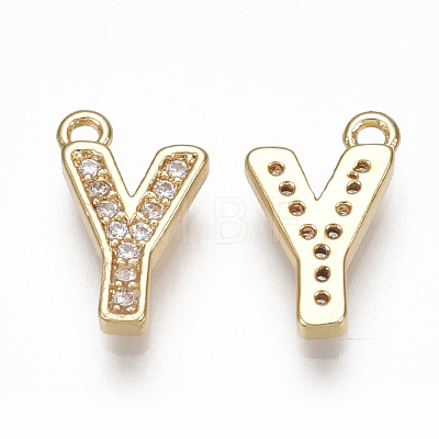 Brass Cubic Zirconia Charms KK-S348-330Y-1