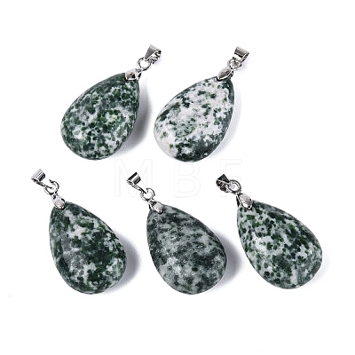 Natural Green Spot Jasper Pendants G-N362-03P-08-1