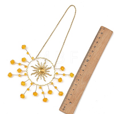 304 Stainless Steel Sun Shape Hanging Suncatcher HJEW-JM05031-01-1