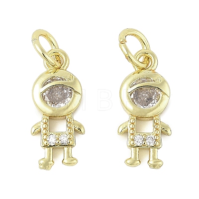 Brass Micro Pave Cubic Zirconia Pendants KK-K297-51G-02-1