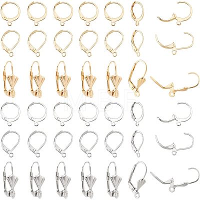  90Pcs 6 Style 304 Stainless Steel Leverback Earring Findings STAS-NB0001-60-1