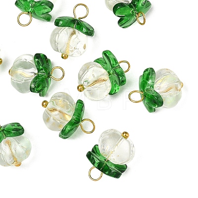 10Pcs Pumpkin Glass Pendants PALLOY-YW00139-01-1
