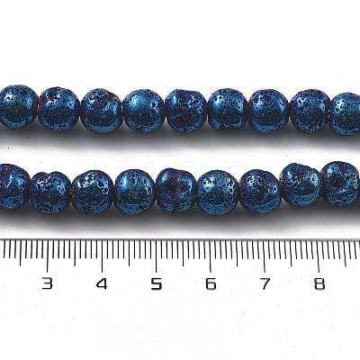 Electroplated Natural Lava Rock Beads Strands G-A251-E01-01H-1