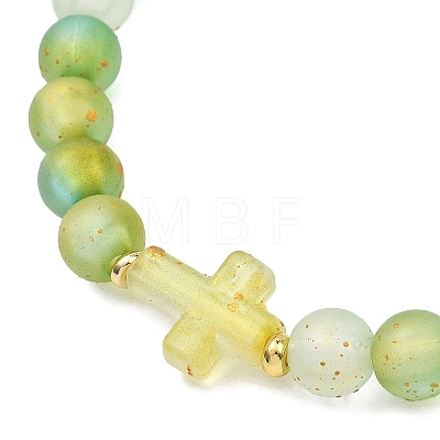 Frosted Acrylic Beads Stretch Bracelets for Women Men BJEW-JB13591-1