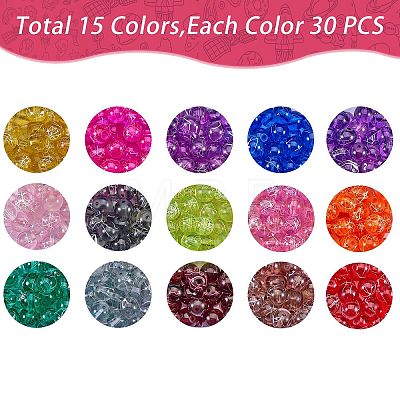 450Pcs 15 Colors Drawbench Transparent Glass Beads Strands GLAD-SZ0001-01-1