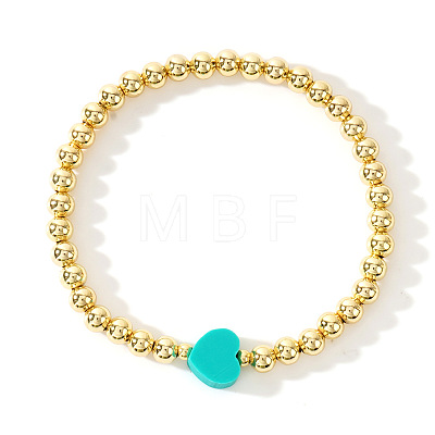 Simple Design Brass Round Beads Stretch Bracelets for Women OB0226-1-1