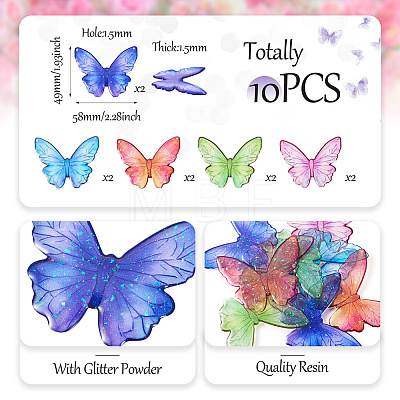 10Pcs 5 Colors Epoxy Resin Flower Print Big Pendants RESI-TA0002-58-1