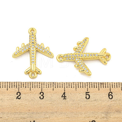 Rack Plating Brass Micro Pave Clear Cubic Zirconia Airplane Connector Charms KK-P270-17G-1