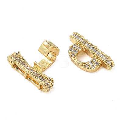 Rack Plating Brass Micro Pave Clear Cubic Zirconia Fold Over Clasps KK-S384-02G-1