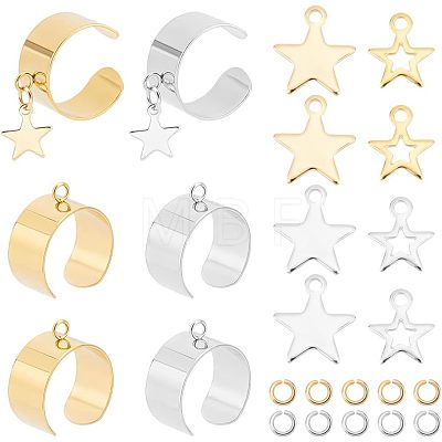 Unicraftale DIY Star Charm Cuff Ring Making Kit DIY-UN0003-68-1