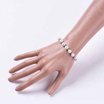 Glass Pearl Beads Stretch Bracelets BJEW-JB04758-01-1