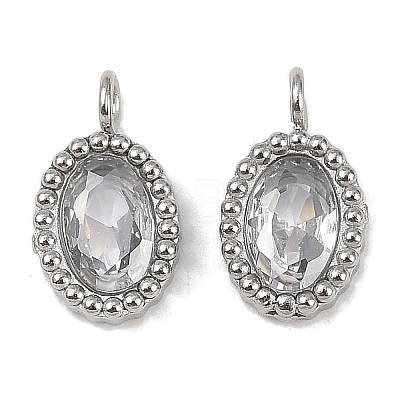 304 Stainless Steel Micro Pave Cubic Zirconia Charms STAS-K302-01E-P-1