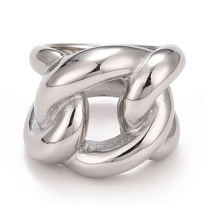 304 Stainless Steel Twist Oval Chunky Ring RJEW-B040-15P-1