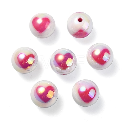 UV Plating Rainbow Iridescent Acrylic Beads OACR-F004-09E-1