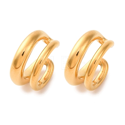 Two-layer C-Shaped 304 Stainless Steel Two Tone Cuff Earrings EJEW-A131-04E-G-1