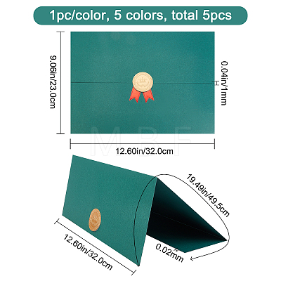 CRASPIRE 5Pcs 5 Colors Paper Certificate/Document Cover DIY-CP0006-50-1