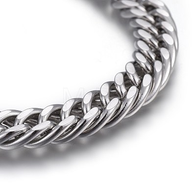 304 Stainless Steel Cuban Link Chain Bracelets BJEW-L637-01A-P-1