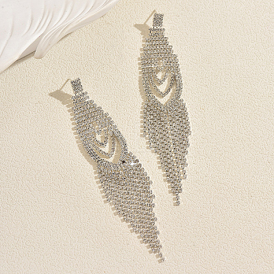 Brass Rhinestone Chandelier Earrings for Women TS9607-1